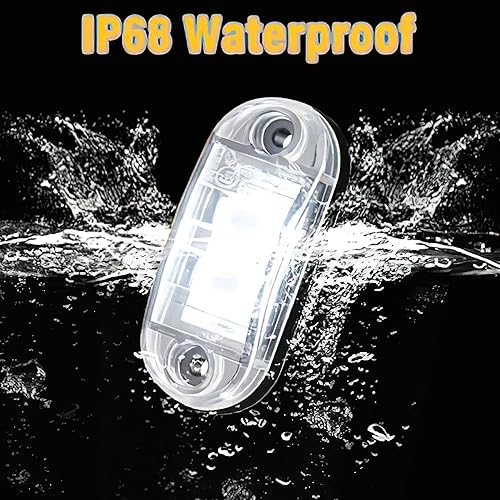 Miniatura 2 de ALFU Paquete de 10 luces LED blancas DC12-24V IP68 impermeables para remolque, luces LED delanteras y traseras, indicadores de liquidación de luz