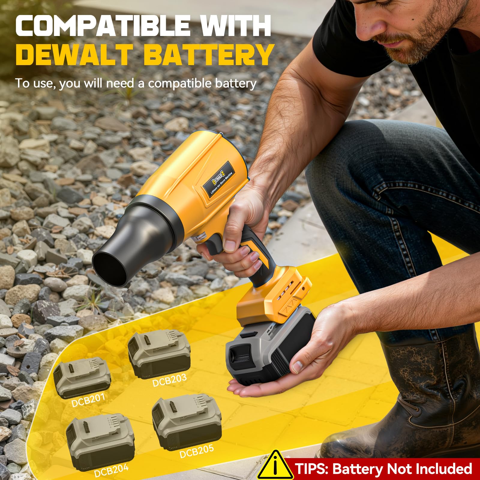 DIYtoolifz Soplador de hojas inalámbrico de 800,000 RPM compatible con Dewalt de 20 V (solo herramienta), motor sin escobillas, velocidad ajustable, soplador eléctrico portátil ligero para coche