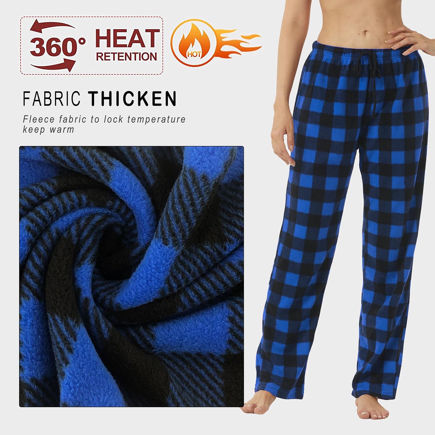 1-2 Pack Women Pajama Pants Fleece Plaid Pajamas Bottoms Soft Comfy Sleep Lounge Pj Pants - Image 4