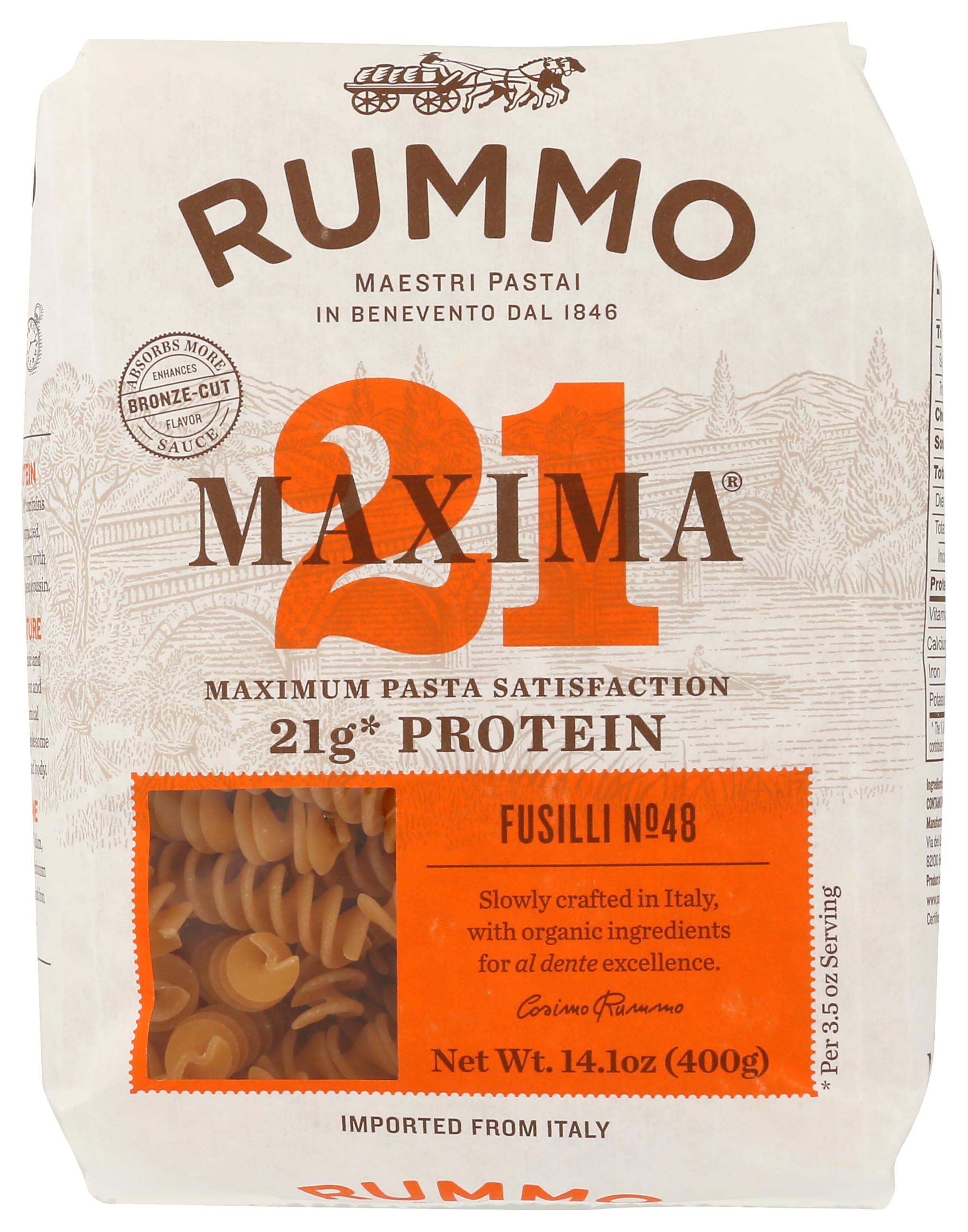 Rummo, Pasta Fusilli Protein Organic, 14.1 Ounce