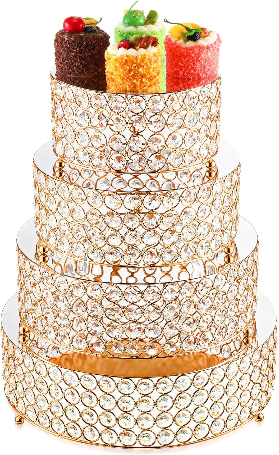 Amazon.com: Uiifan 4 Pcs Crystal Gold Cake Stand Set 4 Size Elegant ...