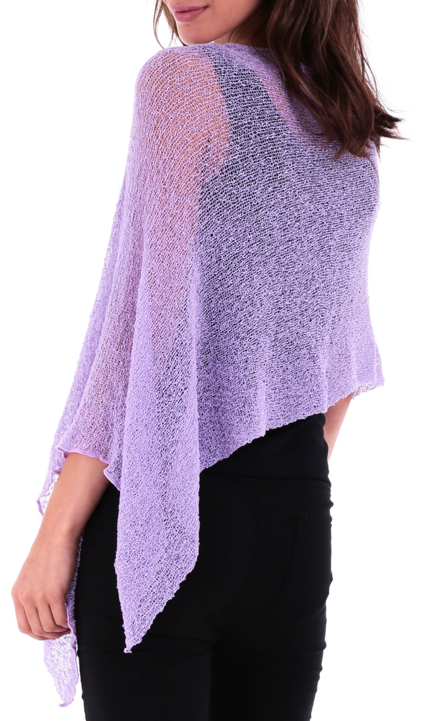 SHU-SHI - Jersey de estilo capa para mujer - Con transparencias - Punto ligero