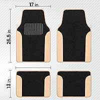 Vista 7 de BDK Premium Carpet Floor Mats for Cars - Universal Fit Interior 4-Piece Car Mats Full Set with Vinyl Heel Pad Protector - Cute Car Accessories
