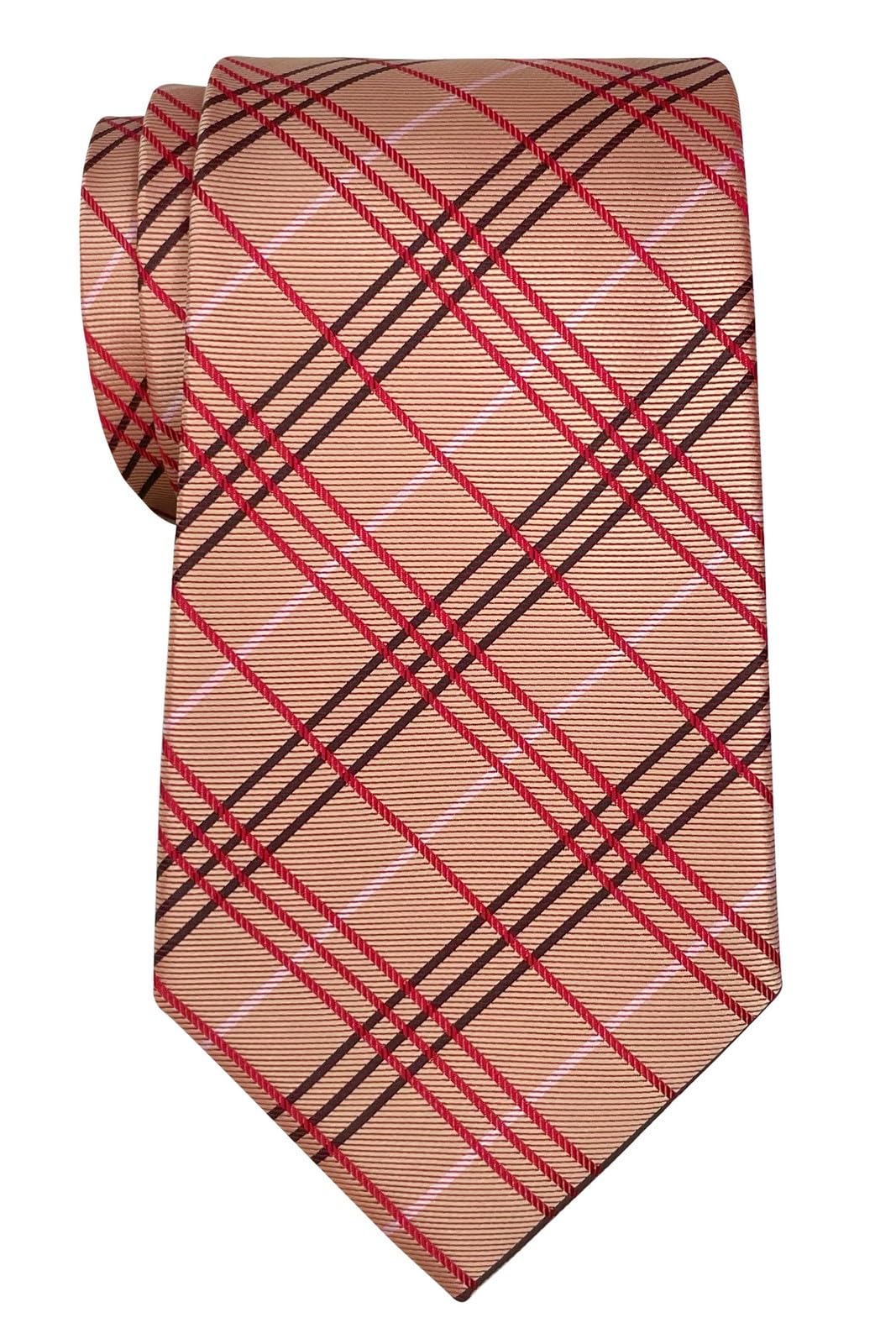 Retreez Men's Orange Tartan Check Styles Woven Microfiber Tie Necktie