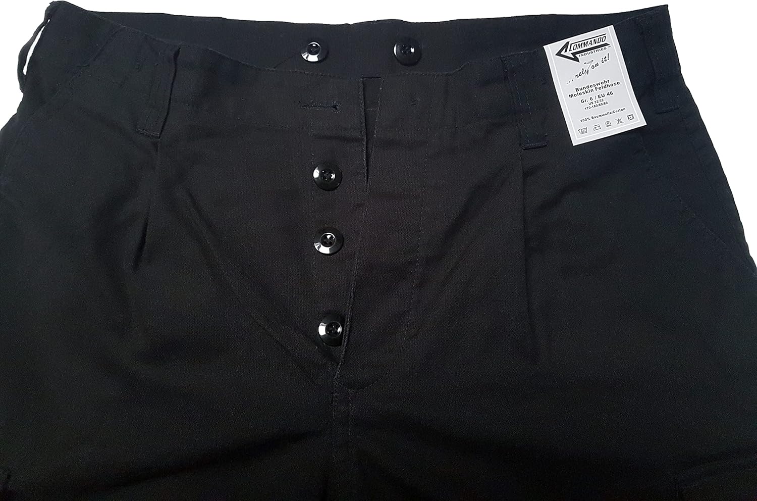 Spirit of England German Army Men´s Black Bundeswehr Security Moleskin Cargo Pants Trousers 100% Cotton