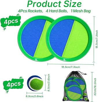 Toss and Catch Ball Game Outdoor Toys for Kids Beach Toys Sticky Catch Game Set with Storage Bag, Garden Lawn Pool Family Games for Adults