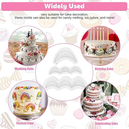 Miniatura 2 de Moldes para festones de fondant | Molde de silicona con borde de pastel | Juego de 3 moldes en forma de onda para hornear y decorar | Molde de