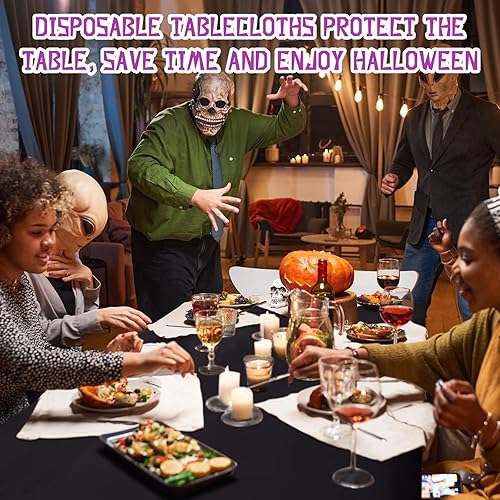 Miniatura 6 de Frienda 12 manteles desechables de plástico para Halloween, Navidad, manteles rectangulares de 54 x 108 pulgadas, manteles decorativos de plástico