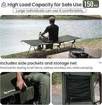Amazon.com: ONETIGRIS SUPRANUBIS Camping Cot, Height Adjustable