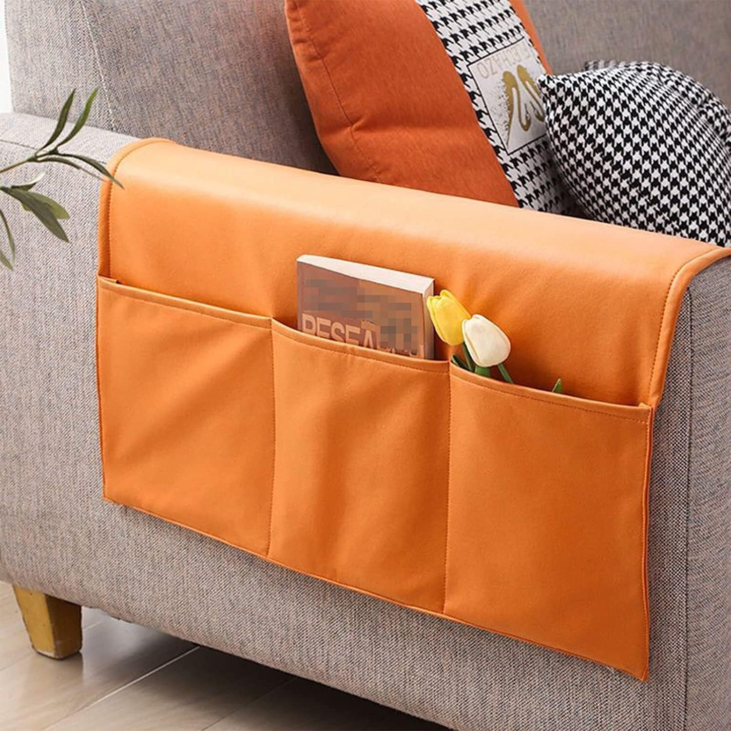 KJdxfhFH Armrest Organizer for Recliner Armchair Caddy Remote Control Holder(Oranje,60x110CM)