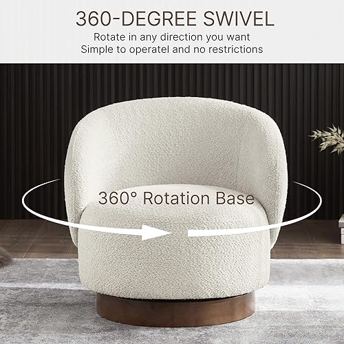 Miniatura 3 de Silla giratoria de acento redonda de barril con tapizado de tela de alto rendimiento para sala de estar, dormitorio, sala de espera, 2 cajas, color