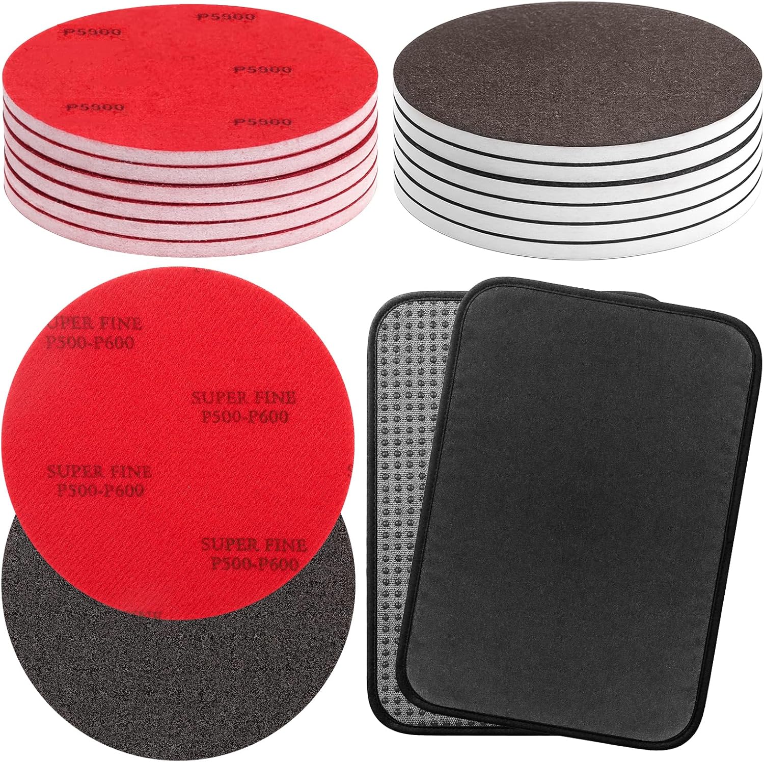 6PCS Bowling Ball Sanding Pads with 10X80'' Microfiber Bowling Ball Towel, 500-5000 Grit Bowling Sanding Pads Grit 500#-600#，800#-1000#，1200#-1500#,2000#,3000#,5000# for Ball Resurfacing