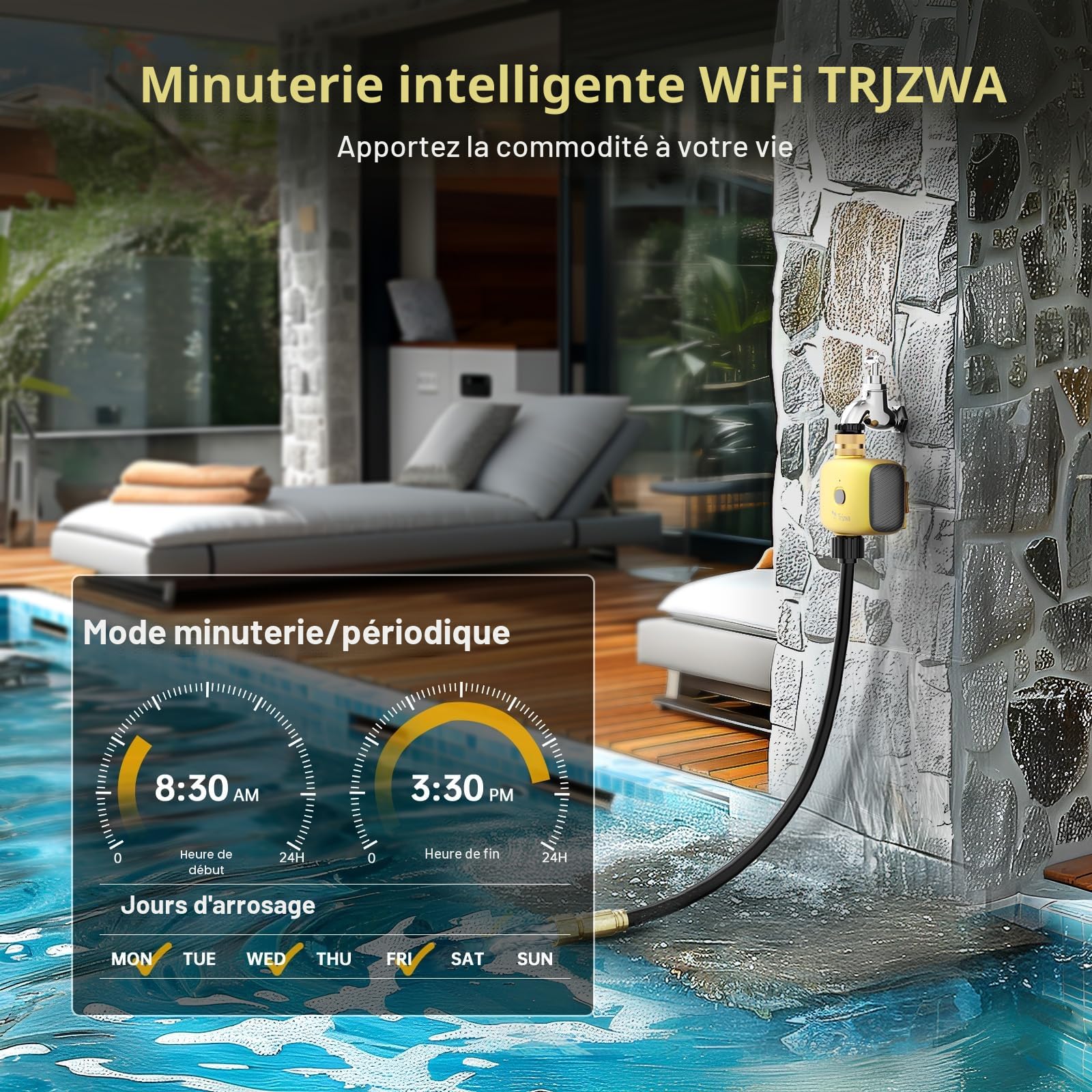 Programmateur Arrosage Automatique WiFi avec Entrée en Laiton pour Jardin,Serre,Pelouse de Arrosage Systèmes, Arrosage Automatique Programmable Interieur avec WiFi Hub pour Contrôle à Distance