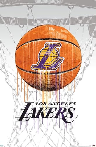 Trends International NBA Los Angeles Lakers - Póster de pared Drip Ball 20, 22.375 x 34 pulgadas, versión sin marco