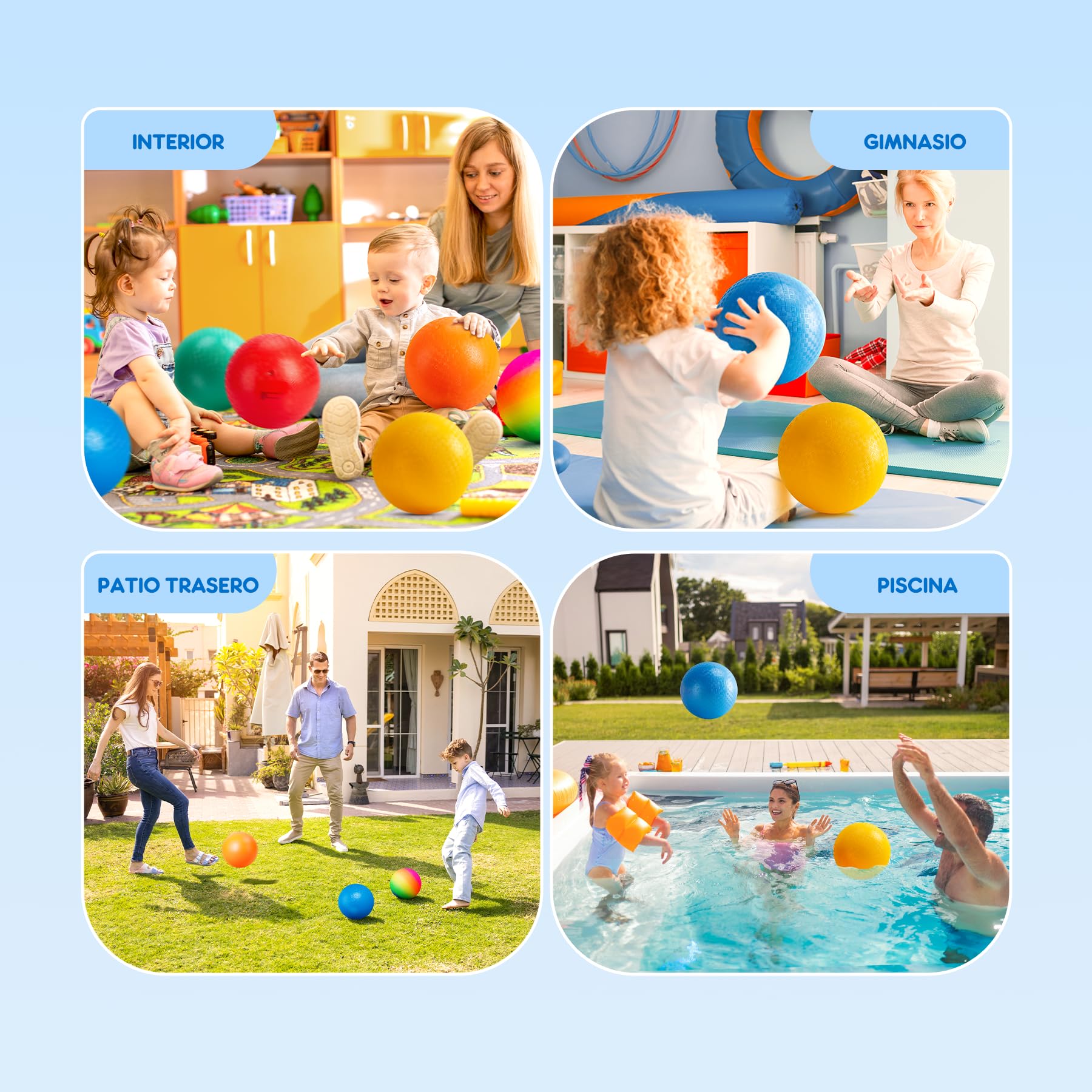 U&C Planet Lote de 6/12 Pelotas de Juego de 21,5 cm Lote de Pelotas de Dodge Ball con Bomba Gaga Ball Handball Soft Boucy IDs Rainbow Balls Juegos al Aire Libre Campamentos