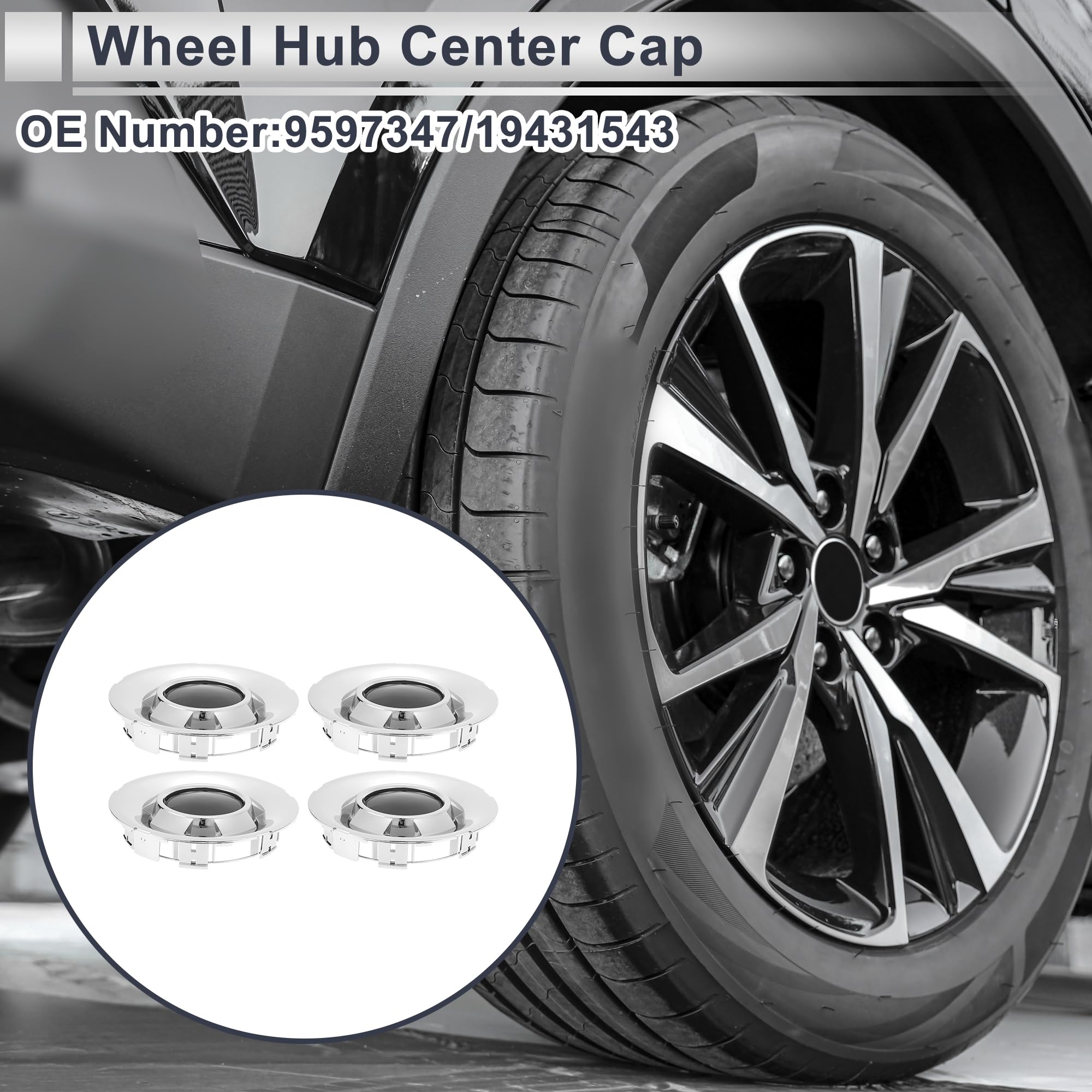 Cache-Centre De Roue Ton Argenté pour Chevy Avalanche 1500 2009-2013 No.9597347/19431543 6 Fixations 4 Pcs