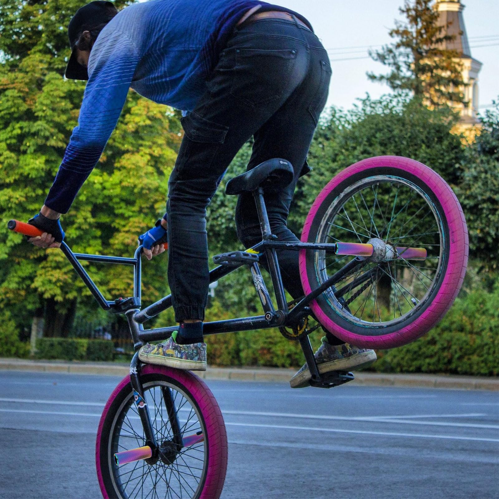 DAZZLEEX Pioli Per Bicicletta In Lega Di Alluminio - Antiscivolo, Per Asse 3/8", 100x28 Mm, Colore Blu (Coppia O Singolo)