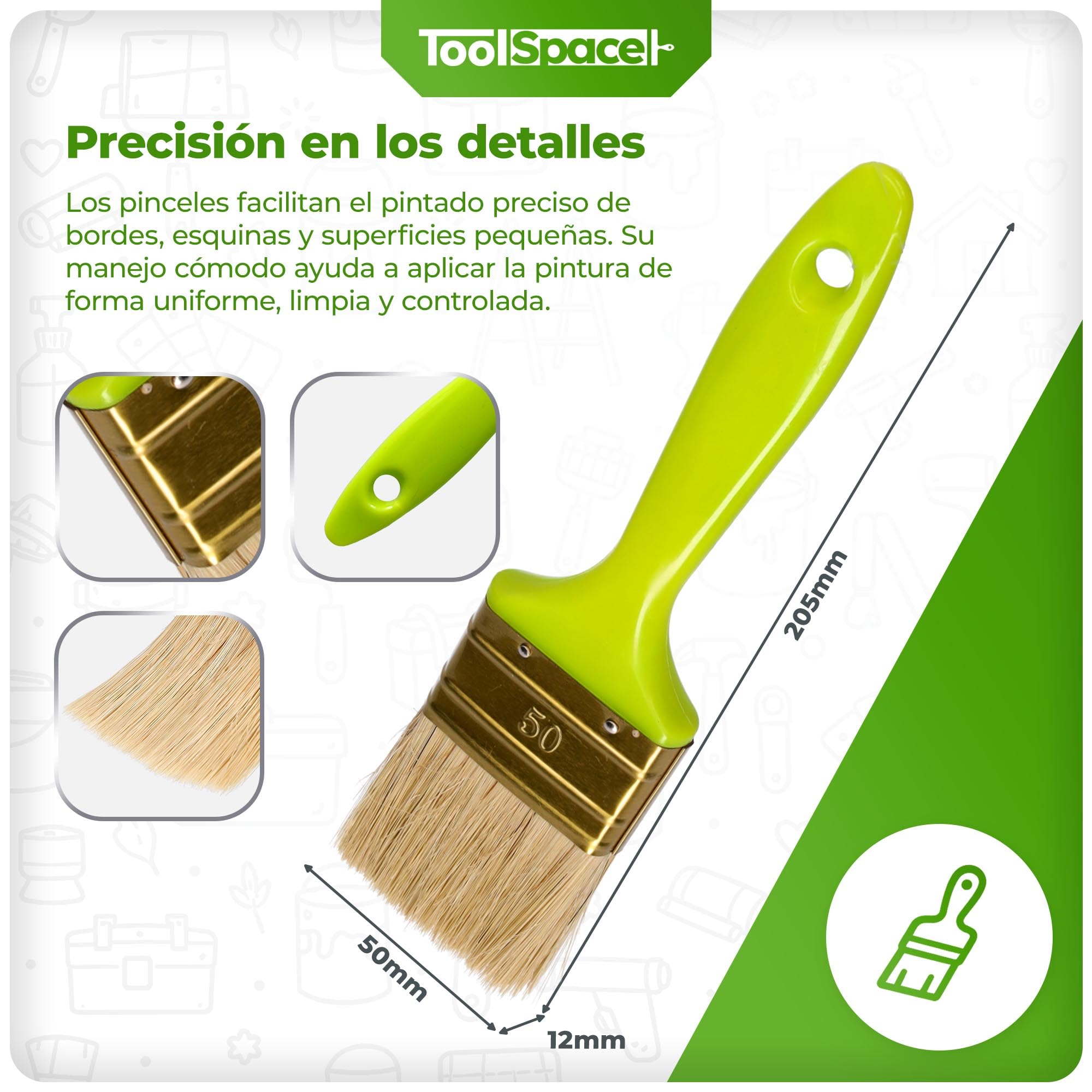ToolSpace set de pintor 9 piezas rodillo de pintura para pintar techos paredes - rodillo y mango rodillo de recorte brocha bandeja de pintura
