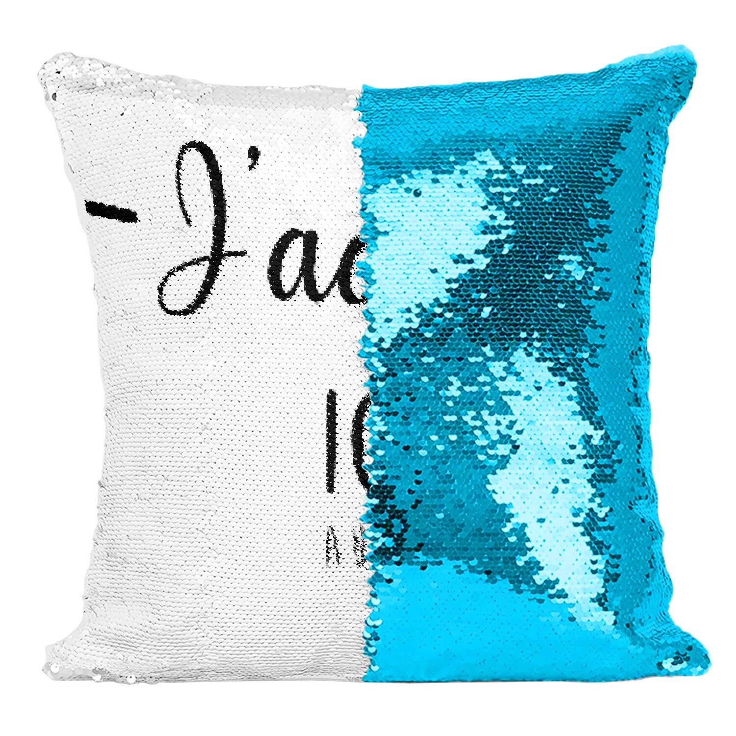 Coussin housse sequin turquoise original pour decorer une chambre