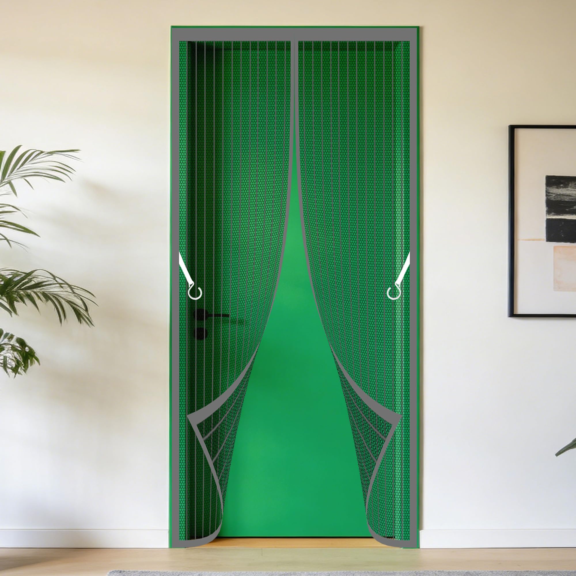 Magnetic Insect Screen Door 74 x 205 cm No Drill Installation Screen Door Keeping Out Flies Bug for Home, Bedroom, Living Room, Kitchen, Patio, Grey