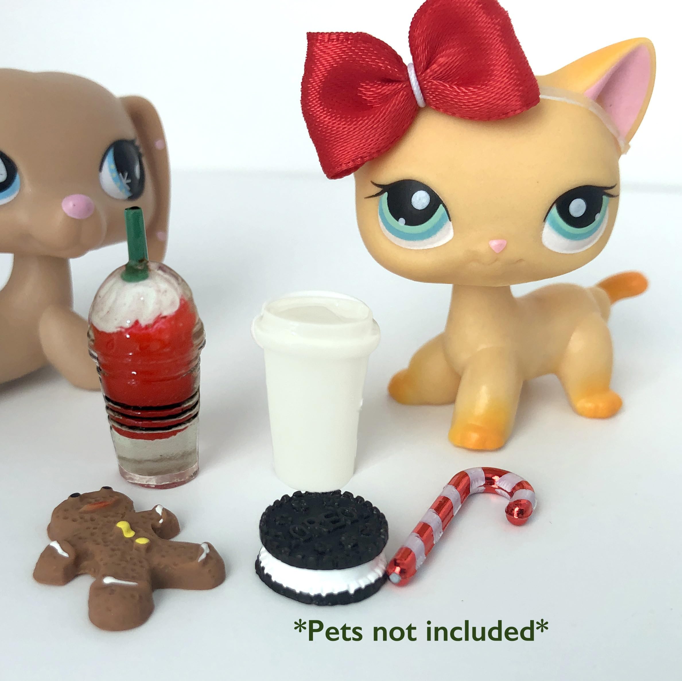 LPS Pet Shop 6 PC Christmas Food Bow Accessories Lot