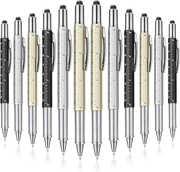 Honoson 30 Pcs Multi Tool Pens Gift Pen Bulk for Men 6-in-1 Multitool Pen with Ruler, Level Gauge, Ballpoint, Stylus, Screwdrive Multifunction Birthday Gifts Multi Color