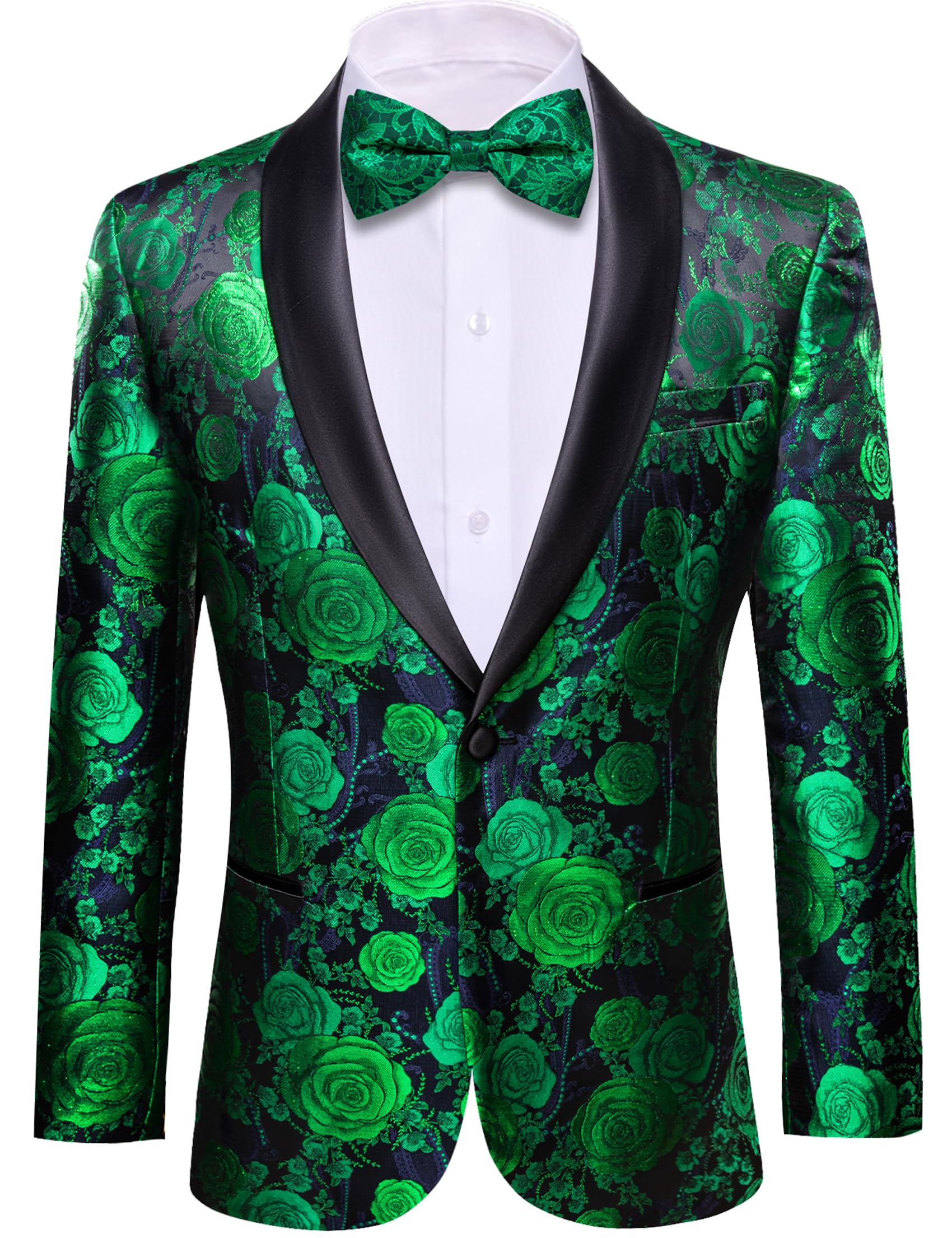 Barry. Wang Men's Sport Coats &amp; Blazers Flower Suit Jacket 1 Button Paisley Tuxedo Mardi Gras Carnival Parade Gift