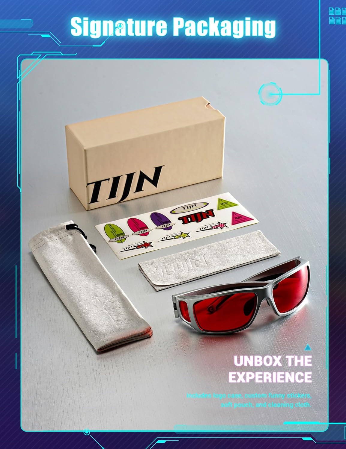 TIJN Sonia Sleep Glasses for Blue & Green Light Blocking,Red Lens with Dual AR Coating,Wraparound Frame for Gaming Screen - Image 8