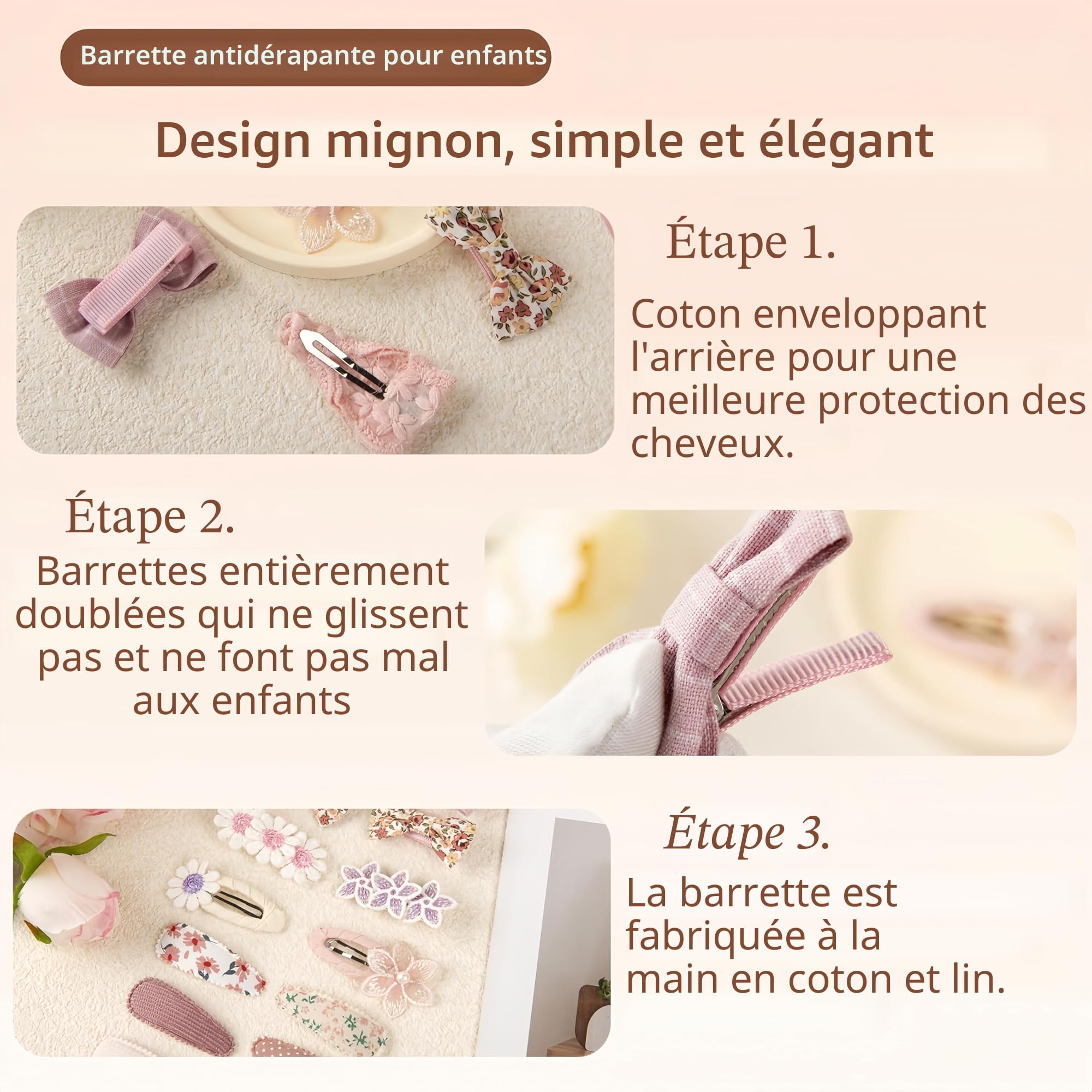 Lot de 14 barrettes à cheveux pour bébé pour cheveux fins, entièrement recouvertes de tissu et antidérapantes, pour filles et enfants, pinces à cheveux légères pour filles pour le quotidien et