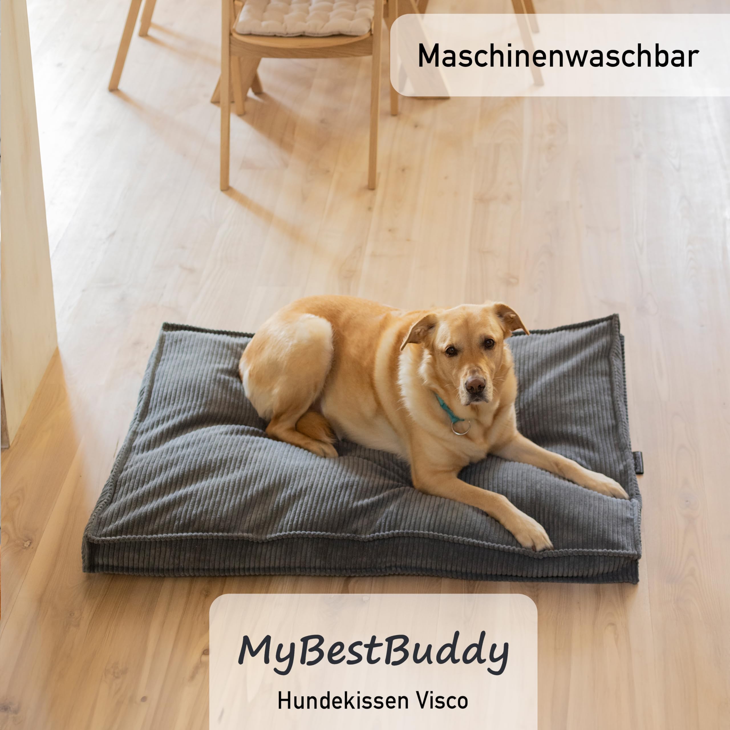 Cojín para perros viscoso marrón 90 x 70 cm, relleno de copos de espuma viscoelástica y confort, lavable a 40 °C, con funda mullida, alfombrilla para perros, cama para perros grandes, XL