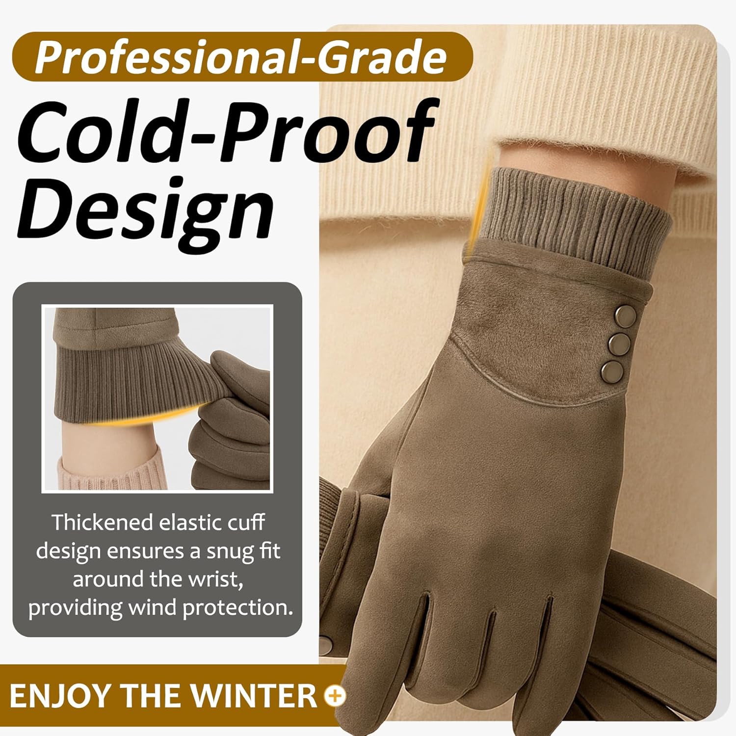 Women's Winter Warm Gloves With Touch Screen Texting Fingers, Windproof, Fleece Lined, Thick Warm Gloves - Image 5