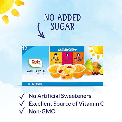 Miniatura 3 de Dole Cuencos de frutas melocotones naranjas mandarina y cereza paquete variado de frutas mixtas sin azúcar añadida aperitivo sin gluten 4 onzas 12