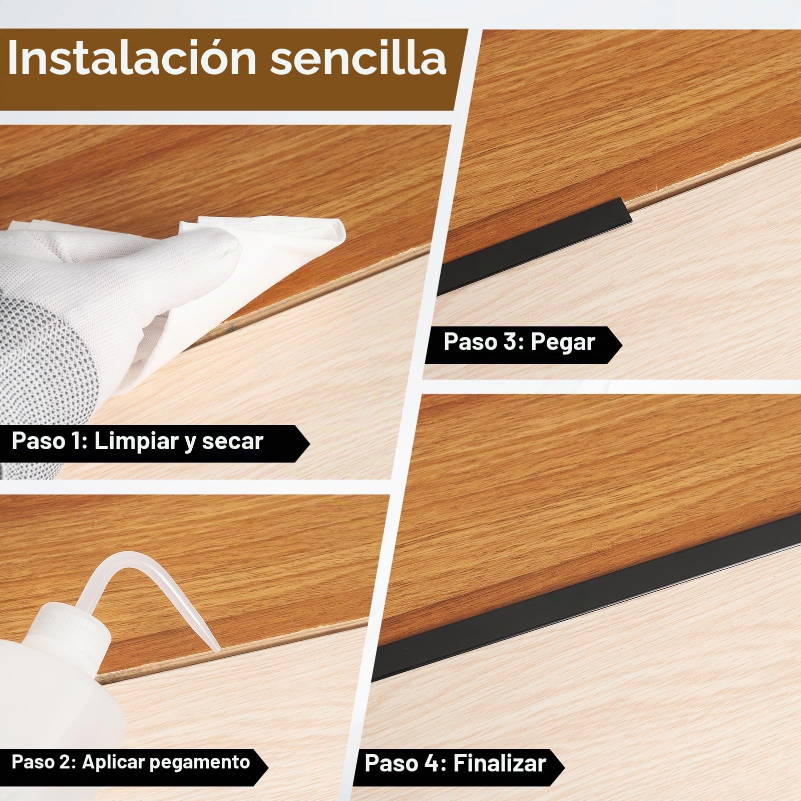 QUARKZMAN 3 Piezas 2.9 Pies x 0.39" T Moldura Tiras De Transición Para Pisos Aleación De Aluminio Cierre Para Brechas De Vinilo Entre Tablones De Laminado Baldosas Brechas En Pisos Dorado