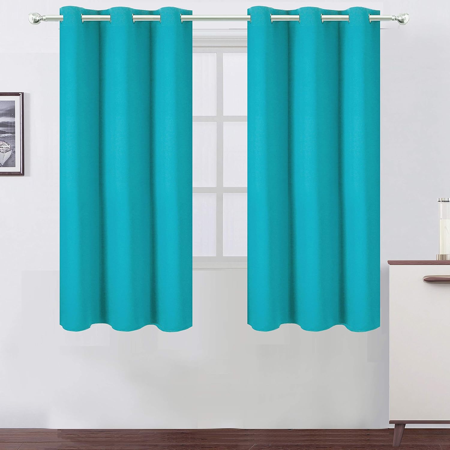 LEMOMO Teal/Turquoise Blackout Curtains/42 x 63 Inch Length