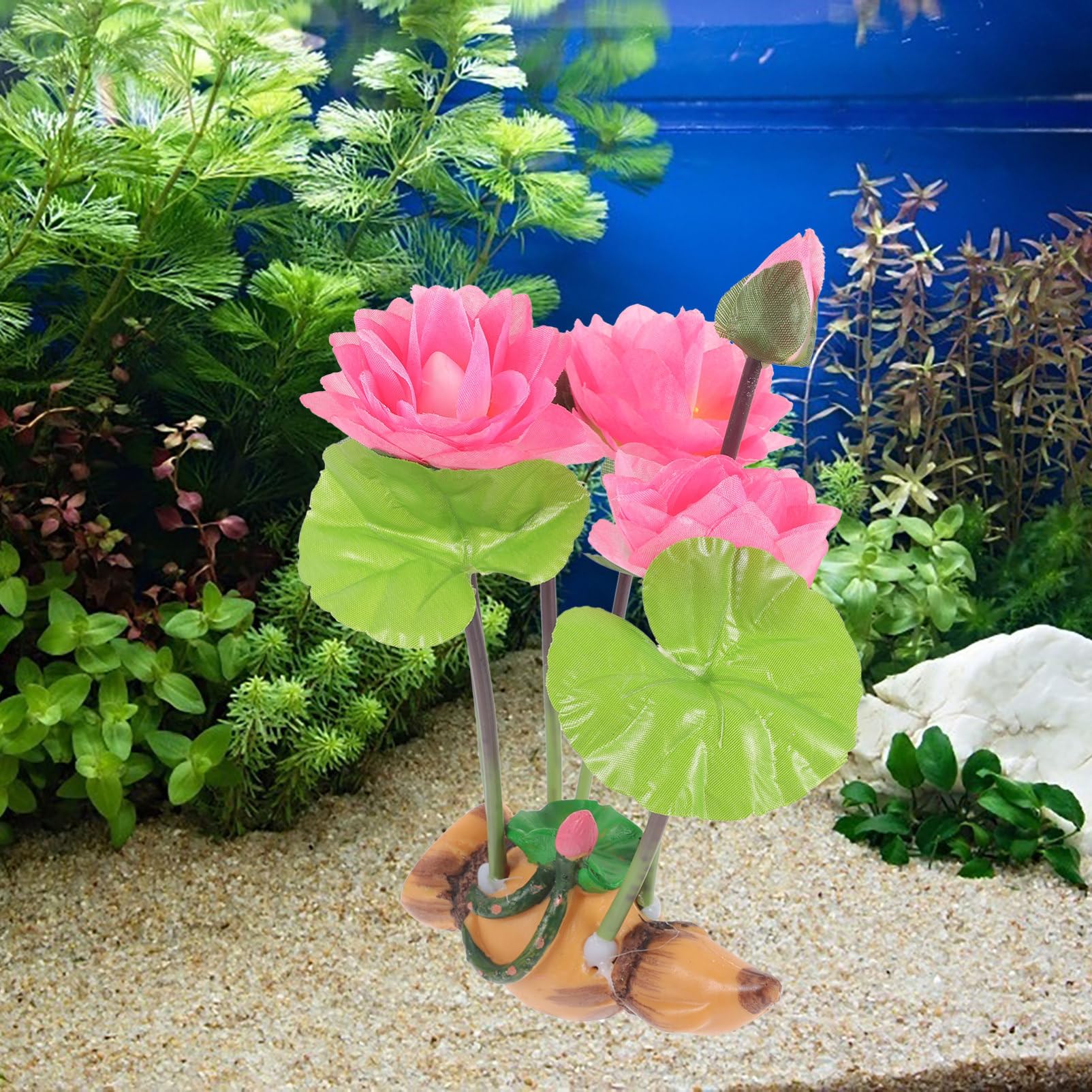 YARNOW 4 Pièces Ornements De Lotus Racine De Lotus Boîte Réservoir Usine Décorations D'aquarium Plante Artificielle pour Aquarium Fausse Herbe D'aquarium Décor De Récif Corallien Résine