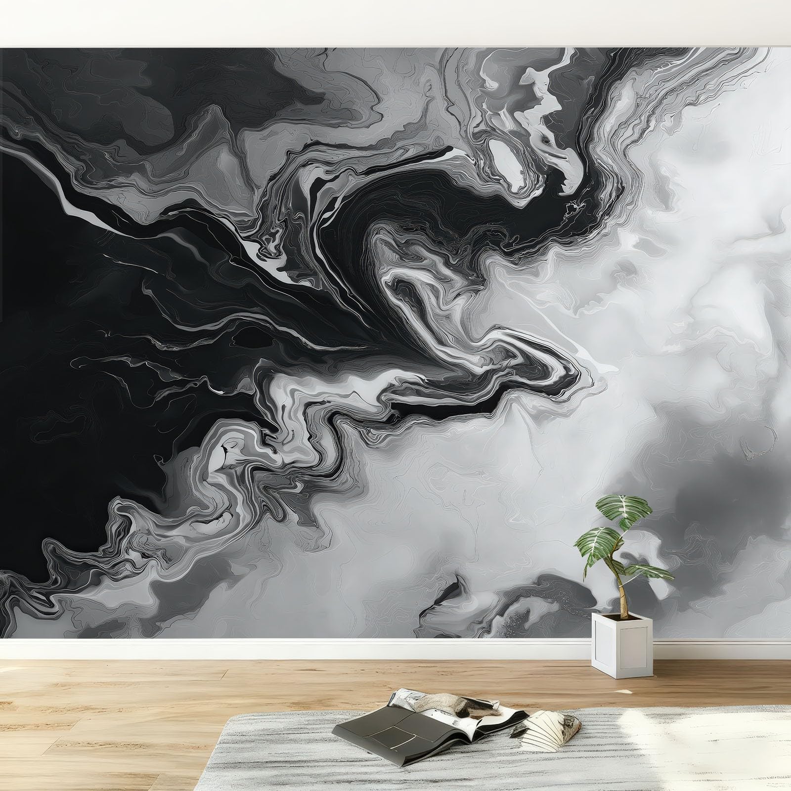 Papier peint panoramique salon et bureau moderne tapisserie design vagues 400x280