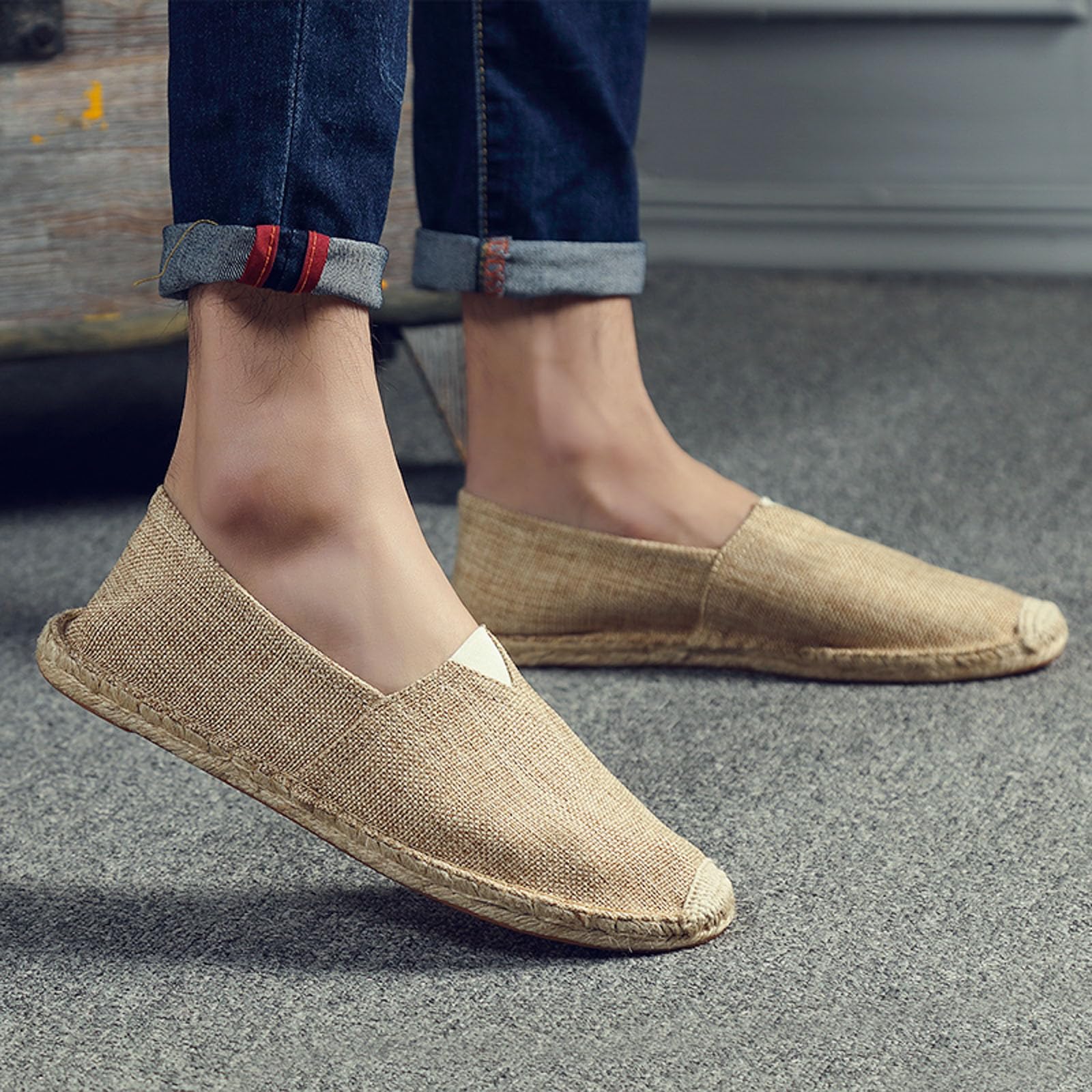 Generisch Espadrilles Für Damen & Herren, Sommer Espadrilles Flache Sommerschuhe Leinen Herren Gesundheitsschuhe Canvas Slipper, 35-47