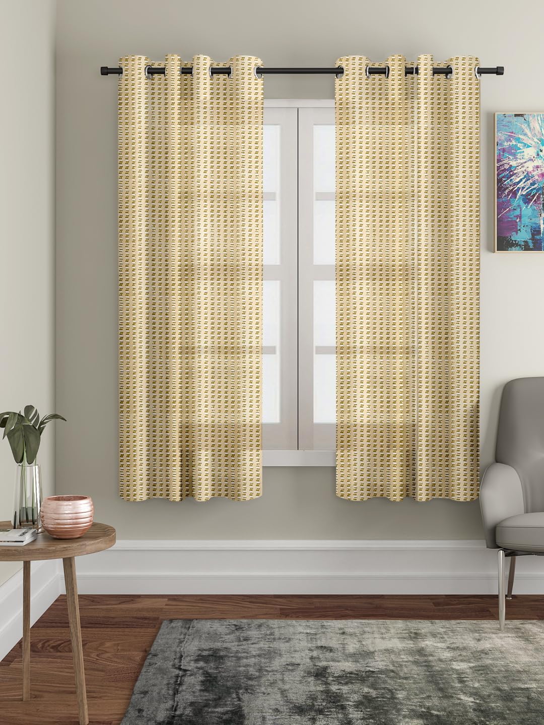 Amazon Brand - Solimo Polyester Sheer Jacquard Window Curtains (Pack of 2, 5 Feet, Golden) (B0C6557XY2) Amazon Price History, Amazon Price Tracker