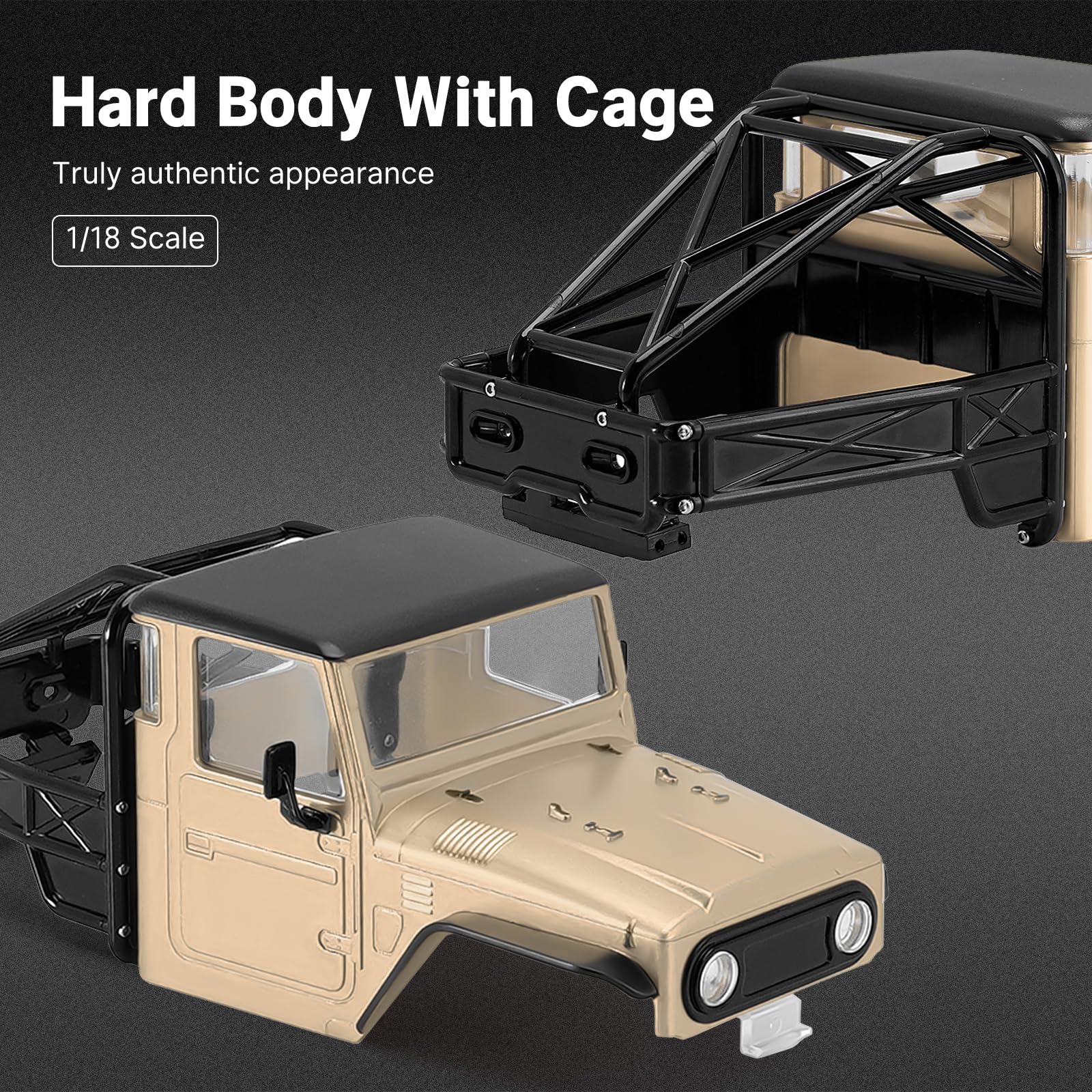 Amazon.com: INJORA 87g IR40 Truck Body Shell with Tube Cage for 1