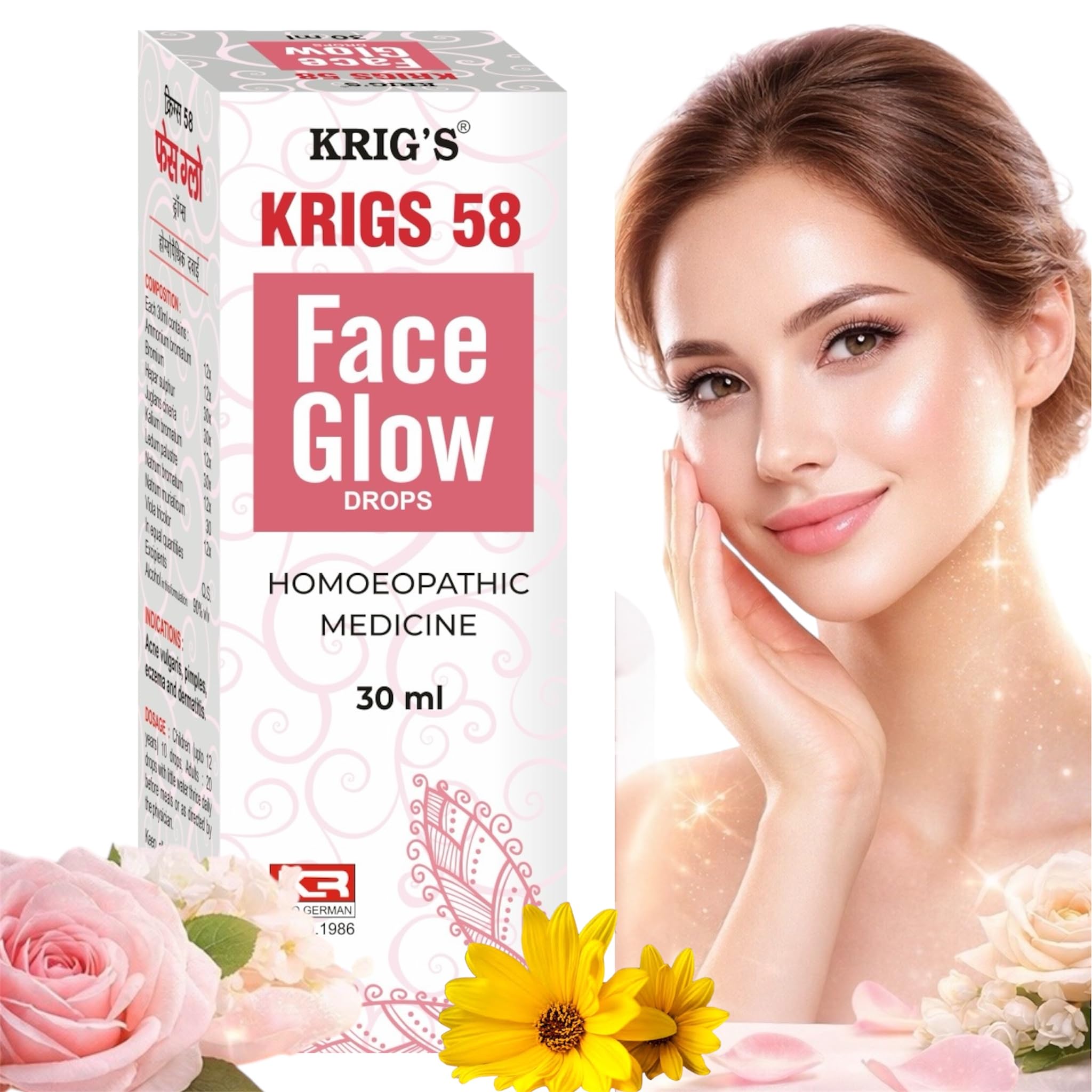 KRIG'S 58 Face Glow Drops Homeopathic Medicine 30ml - Pack of 1 Bottle-image-10