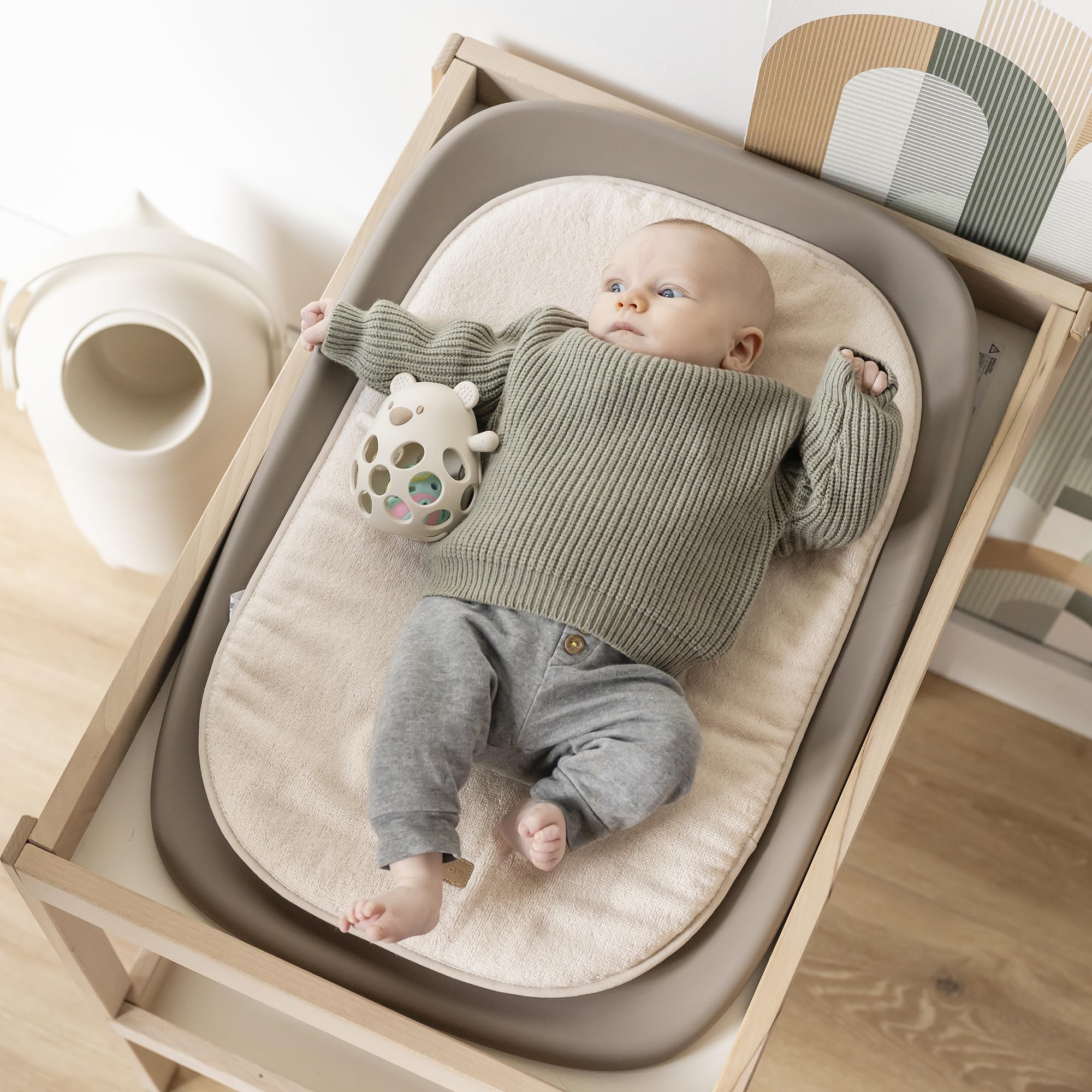 Nattou Cojín Reductor para Cambiador "Softy", Aprox. 62 cm, Algodón/Poliéster, Care, Beige