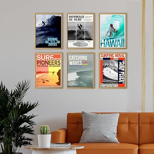 Miniatura 6 de Juego de 6 impresiones artísticas de playa, impresiones artísticas de pared de surf costero, imágenes temáticas de paisaje marino de verano,