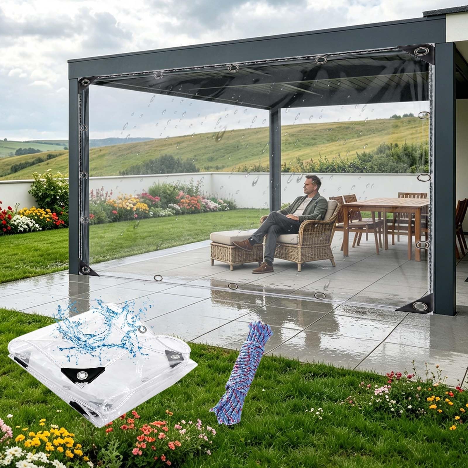Guoyfen Transparent Clear Tarpaulin Waterproof 195 X 140 Cm Reinforced Edge, Tear Resistant, With Rope Tarp Sheet Cover, Waterproof Heavy Duty Tarpaulin For Pergola, Chicken Coop,