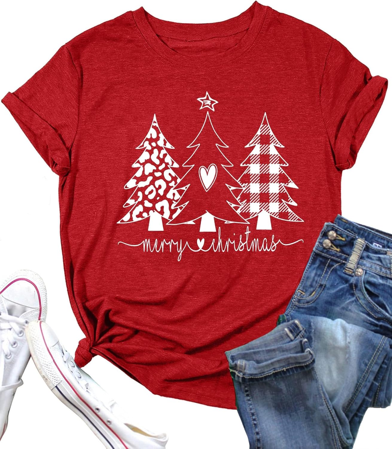 Christmas Shirts for Women Funny Christmas Graphic Tees Tops Xmas Holiday Short Sleeve Blouse Tops