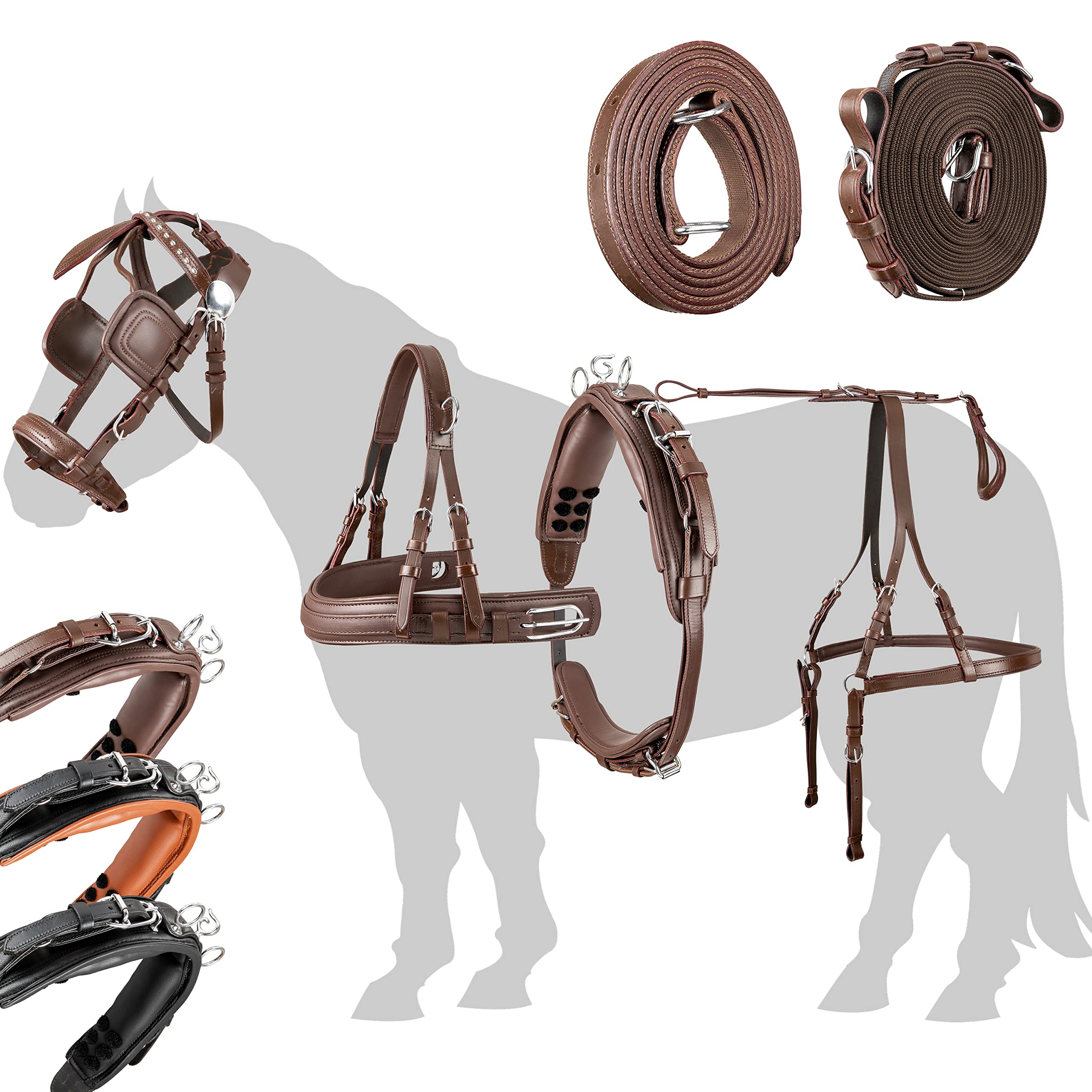 Harnais De Poitrine Simple Eco Quick Out Pour Minishetty En Cuir Marron
