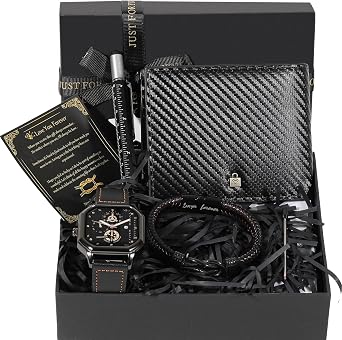 Mens Gift Set,Mens Artificial Leather Watch Belt Keychain Sunglasses Gift Set,Valentine's Day Present Gift