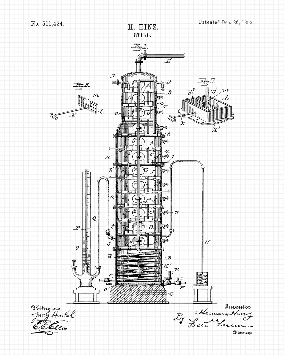 Whiskey Whisky Patent Prints, 6 (8x10) Unframed Photos, Wall Art Decor for Home Work Office Cocktail Bar Pub Lounge Studio Bourbon Scotch Liquor Distillery School Student Teacher Bartender