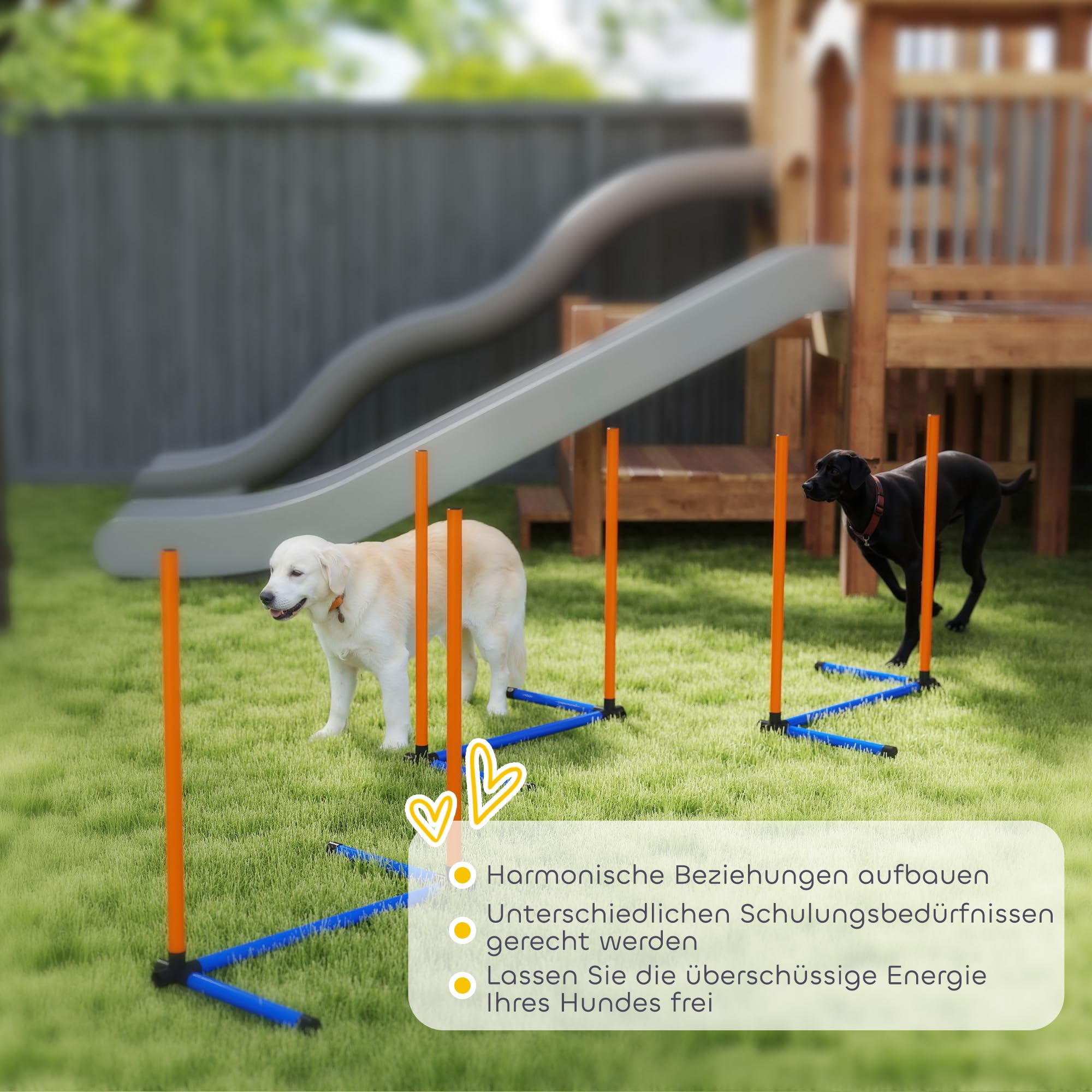 PawHut Agility Set Hunde 3-teiliges Trainingsset Slalomstangen Orange | Agility Ausrüstung, Erdspießen, Tragetasche, für alle Hundegrößen, für drinnen und draußen
