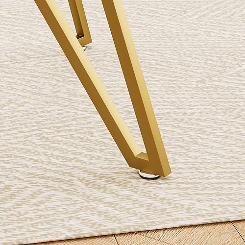 Miniatura 209 de Mesa de comedor de cristal de 51 pulgadas para 4, mesa de comedor rectangular contemporánea con parte superior de vidrio templado y patas de acero