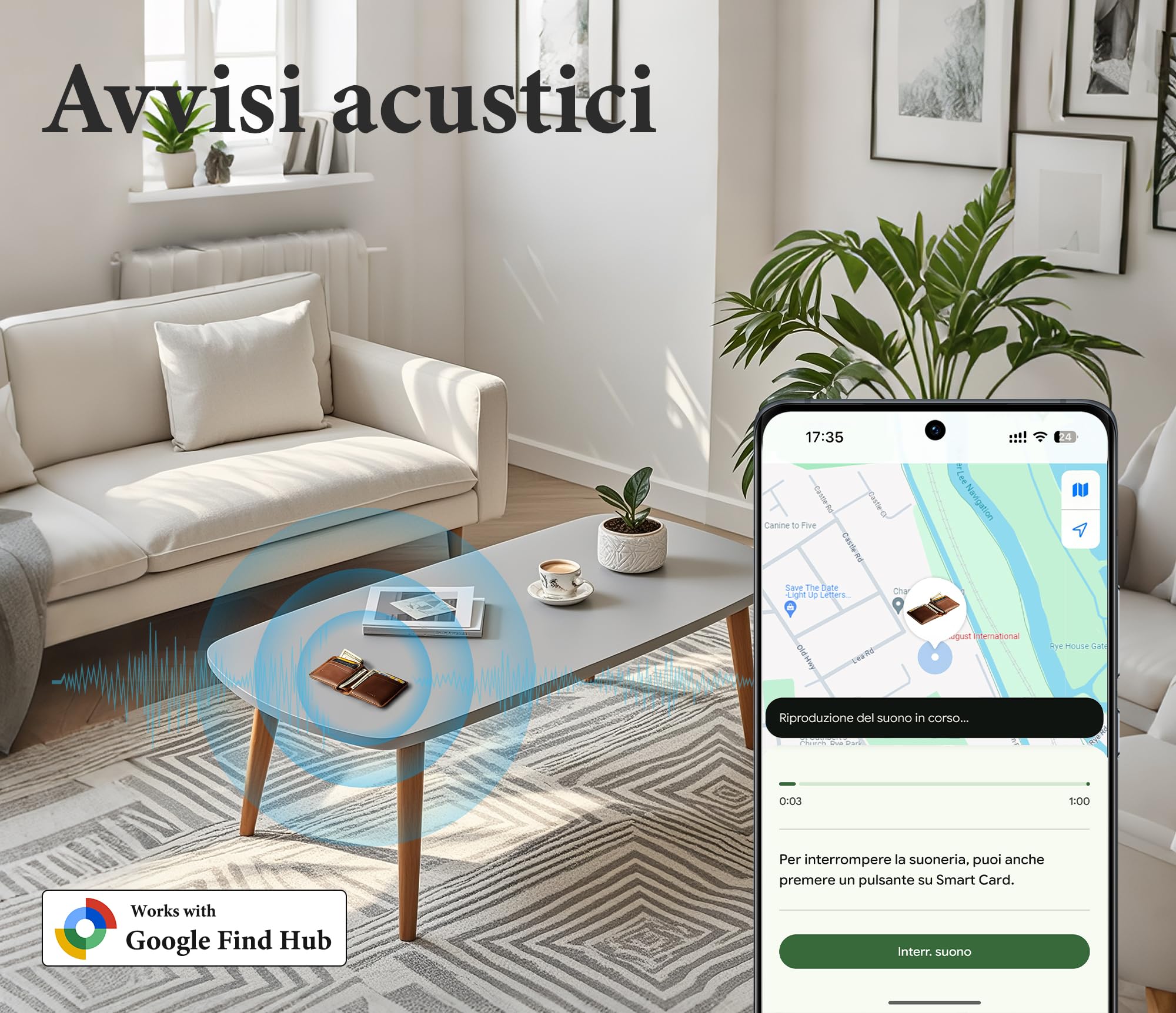 Carta Tracker Ricaricabile Compatibile con Google Find Hub, Wallet Tracker Card per Android, IP68, Ultra Sottile